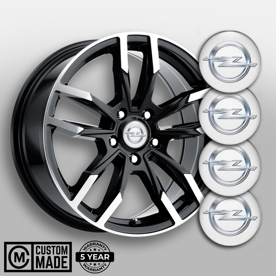 Opel Center Caps Wheel Emblem White Base Classic Chrome Design | Wheel ...