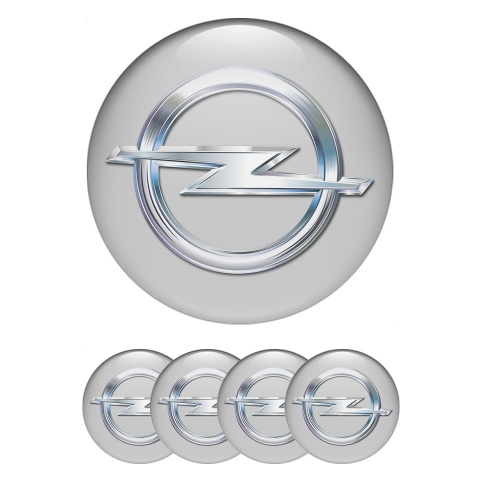 Opel Stickers for Center Wheel Caps Grey Base Classic Chrome Logo