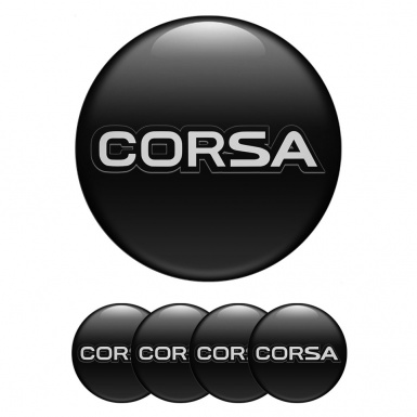 Opel Corsa Emblem for Wheel Center Caps Black Fill Outlined Grey Logo
