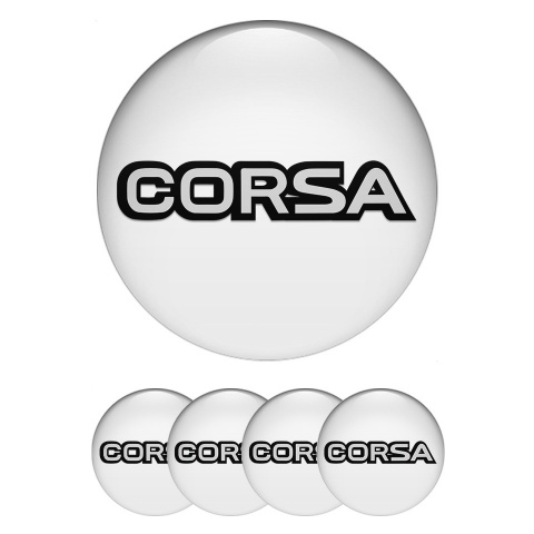 Opel Corsa Emblem for Center Wheel Caps White Base Black Outline Logo