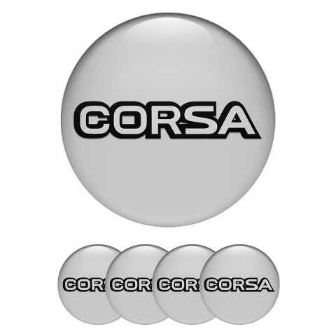 Opel Corsa Wheel Stickers for Center Caps Grey Fill Black Outline Motif