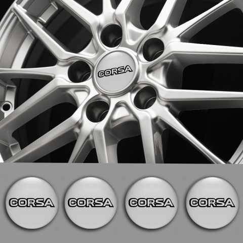 Opel Corsa Wheel Stickers for Center Caps Grey Fill Black Outline Motif