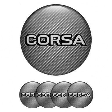 Opel Corsa Center Caps Wheel Emblem Carbon Effect Black Outline Edition