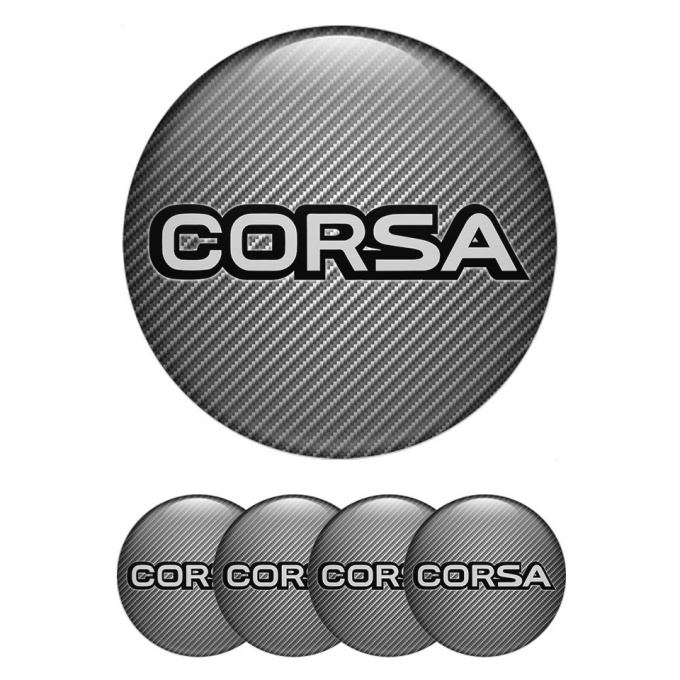 Opel Corsa Center Caps Wheel Emblem Carbon Effect Black Outline Edition