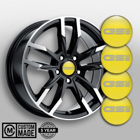 Opel GSI Emblems for Center Wheel Caps Yellow Fill Monochrome Badge