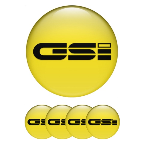 Opel GSI Center Wheel Caps Stickers Yellow Base Black Logo Design