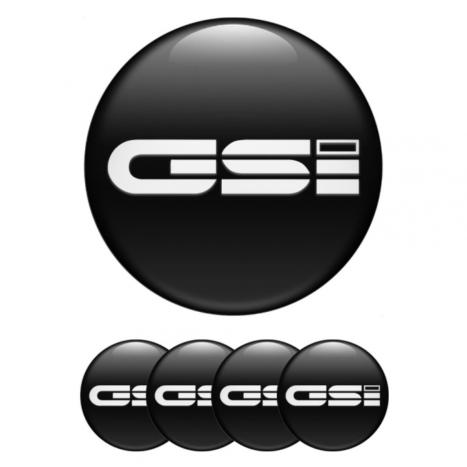 Opel GSI Silicone Stickers for Center Wheel Caps Black Fill White Edition
