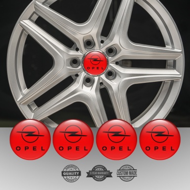 Opel Wheel Stickers for Center Caps Red Fill Classic Dark Logo
