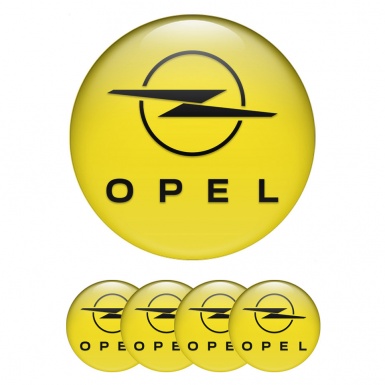 Opel Center Caps Wheel Emblem Yellow Base Classic Dark Logo