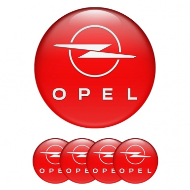Opel Emblem for Center Wheel Caps Red Base White Logo Design