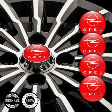 Opel Emblem for Center Wheel Caps Red Base White Logo Design