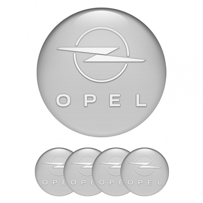 Opel Wheel Stickers for Center Caps Grey Background White Edition
