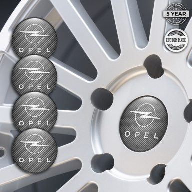 Opel Center Caps Wheel Emblem Carbon Background White Logo