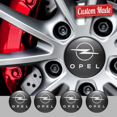 Opel Stickers for Center Wheel Caps Perforated Metal White Logo