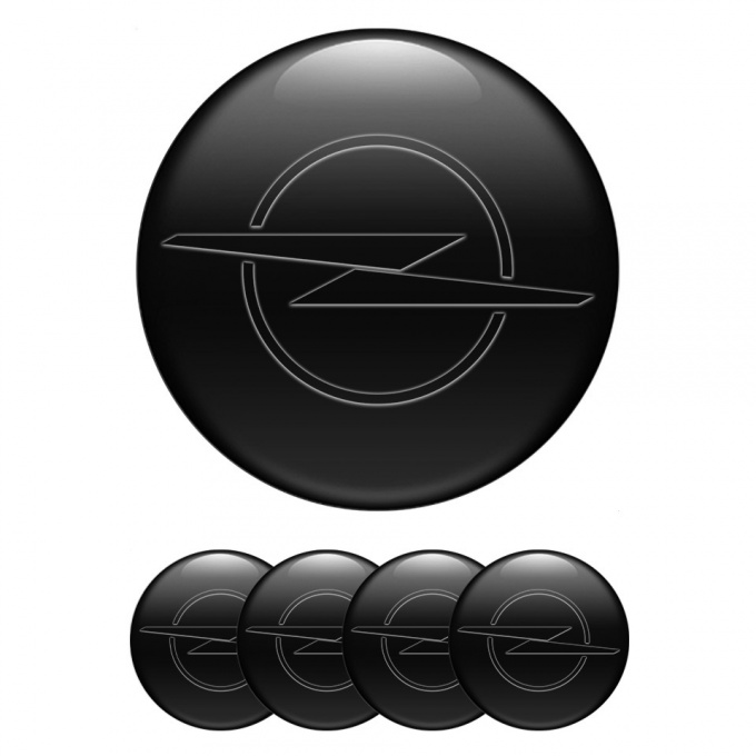 Opel Wheel Emblem for Center Caps Black Base Dark Blitz Logo