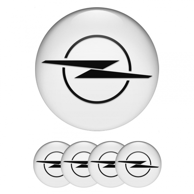 Opel Stickers for Wheels Center Caps White Fill Dark Blitz Logo