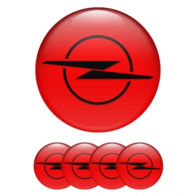 Opel Emblem for Wheel Center Caps Red Background Dark Blitz Logo