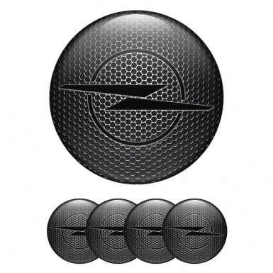 Opel Wheel Stickers for Center Caps Steel Mesh Dark Blitz Logo