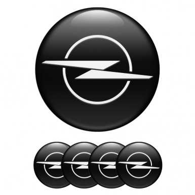 Opel Stickers for Center Wheel Caps Black Fill White Blitz Logo