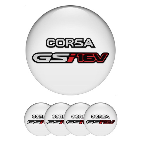 Opel Corsa Stickers for Center Wheel Caps White GSI 16V Red Logo