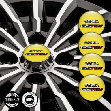 Opel Corsa Stickers for Wheels Center Caps Yellow GSI 16V Red Logo