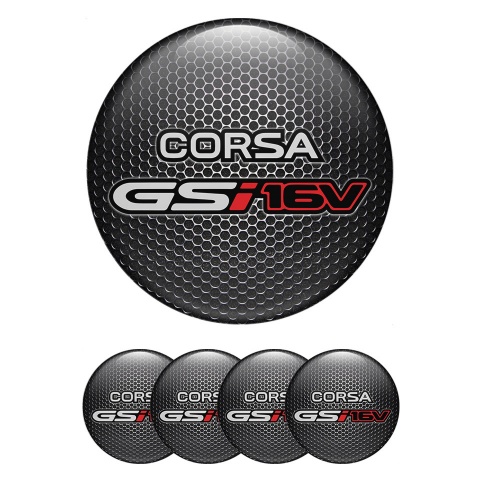 Opel Corsa Center Caps Wheel Emblem Steel Mesh GSI 16V Red Logo