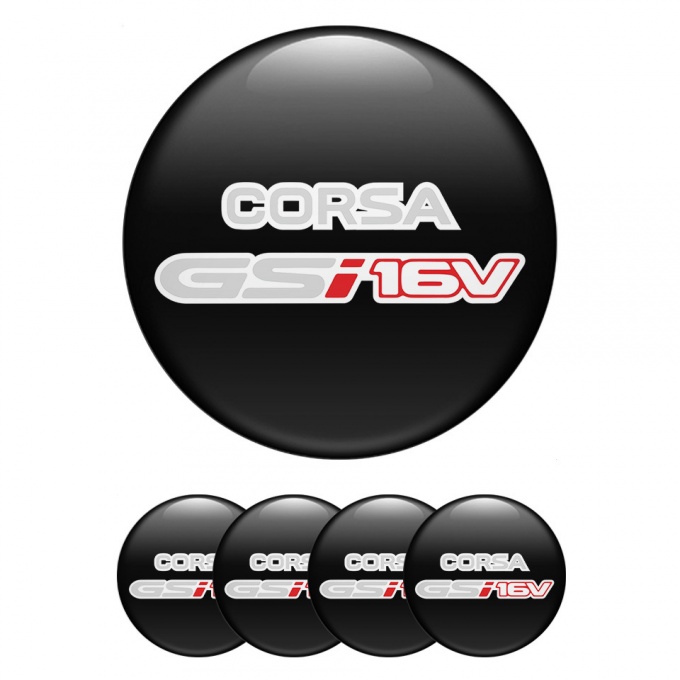 Opel Corsa Center Wheel Caps Stickers Black Grey GSI 16v Sport