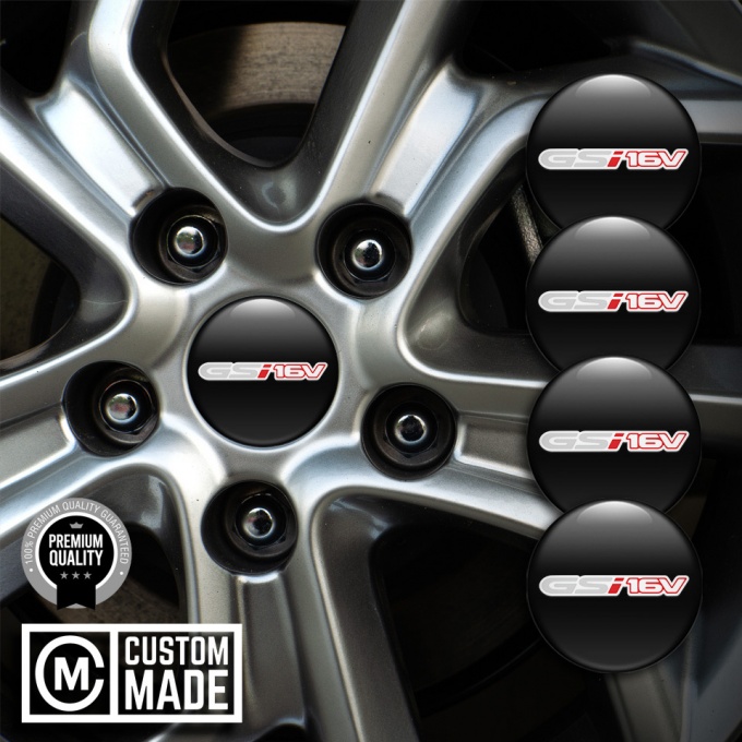 Opel GSI Domed Stickers for Wheel Center Caps Black White Sport Logo ...