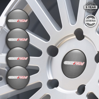 Opel GSI Center Wheel Caps Stickers Carbon Fiber White Sport Edition