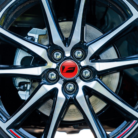 Lexus F Wheel Emblem for Center Caps Red Base Black Sport Division