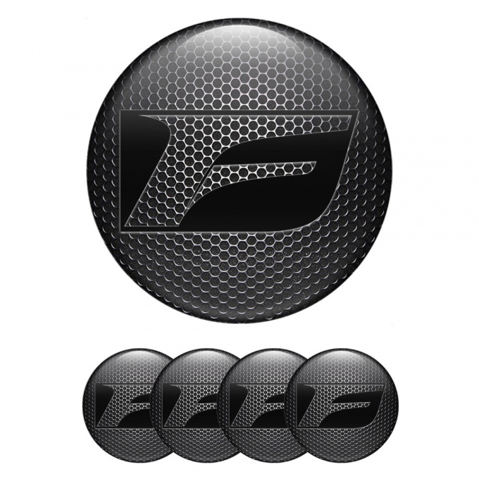 Lexus F Emblems for Center Wheel Caps Dark Mesh Black Sport Logo