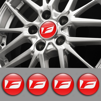 Lexus F Wheel Stickers for Center Caps Red Fill White Sport Series