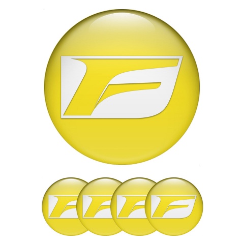Lexus F Silicone Stickers for Center Wheel Caps Yellow Fill White Logo
