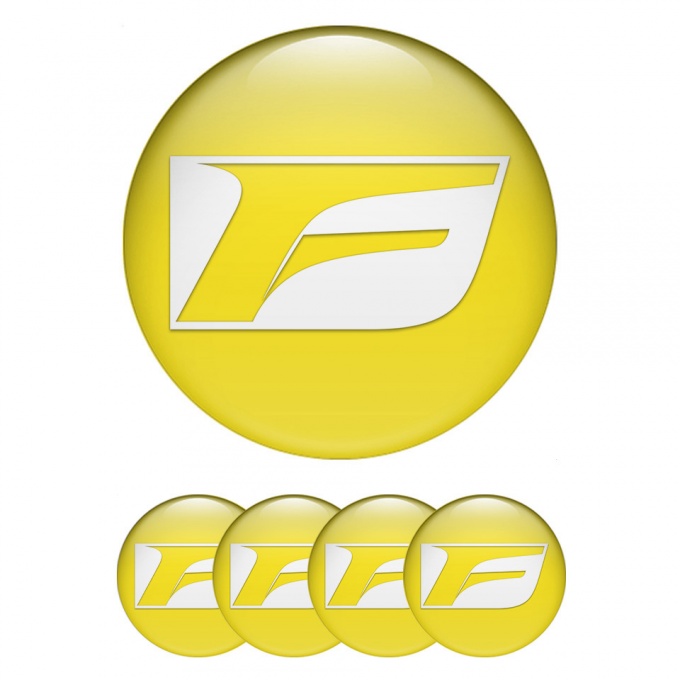 Lexus F Silicone Stickers for Center Wheel Caps Yellow Fill White Logo