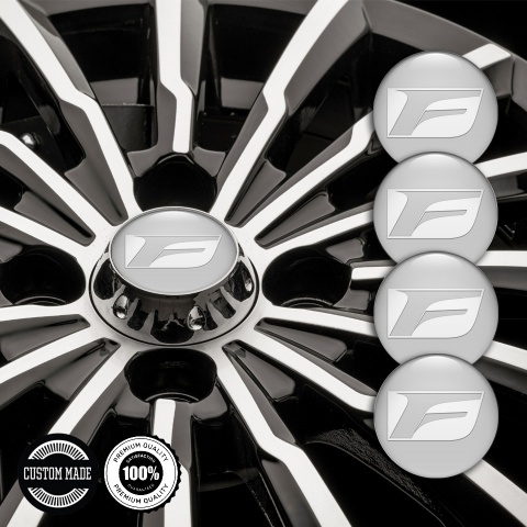 Lexus F Domed Stickers for Wheel Center Caps Grey Fill White Logo