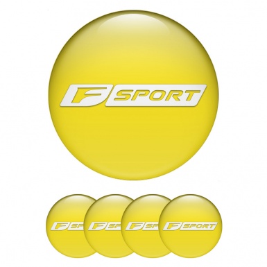 Lexus F Sport Center Wheel Caps Stickers Yellow White Dense Logo