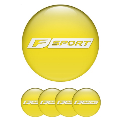 Lexus F Sport Center Wheel Caps Stickers Yellow White Dense Logo