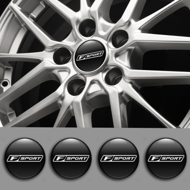 Lexus F Wheel Stickers for Center Caps Black White Outline Sport Edition
