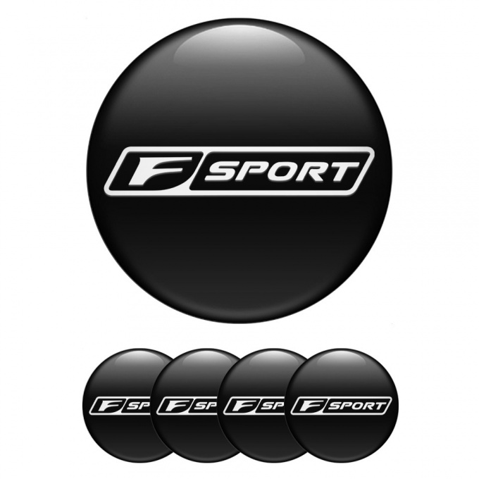 Lexus F Wheel Stickers for Center Caps Black White Outline Sport Edition