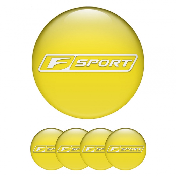 Lexus F Wheel Emblem for Center Caps Yellow White Outline Sport Edition