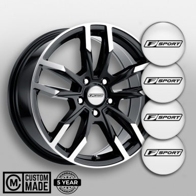 Lexus F Emblems for Center Wheel Caps White Dark Outline Sport Edition