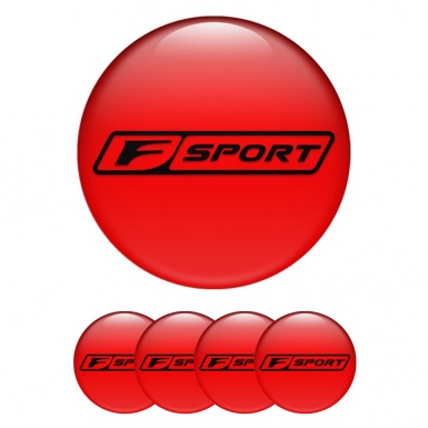 Lexus F Wheel Stickers for Center Caps Red Dark Outline Sport Logo