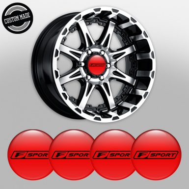 Lexus F Wheel Stickers for Center Caps Red Dark Outline Sport Logo