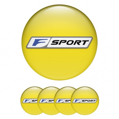 Lexus F Wheel Stickers for Center Caps Yellow Fill White Blue Sport Logo