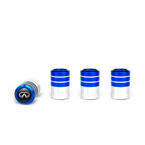 Infiniti Valve Caps Blue 4 pcs Black Silicone Sticker 3D Logo