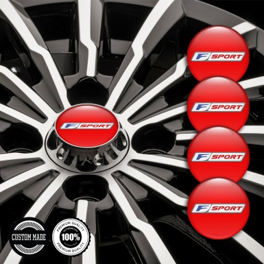 Lexus F Emblems for Center Wheel Caps Red Base Grey Frame Logo