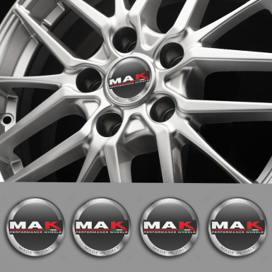 MAK Wheel Emblem for Center Caps Black Base Silver Ring Edition