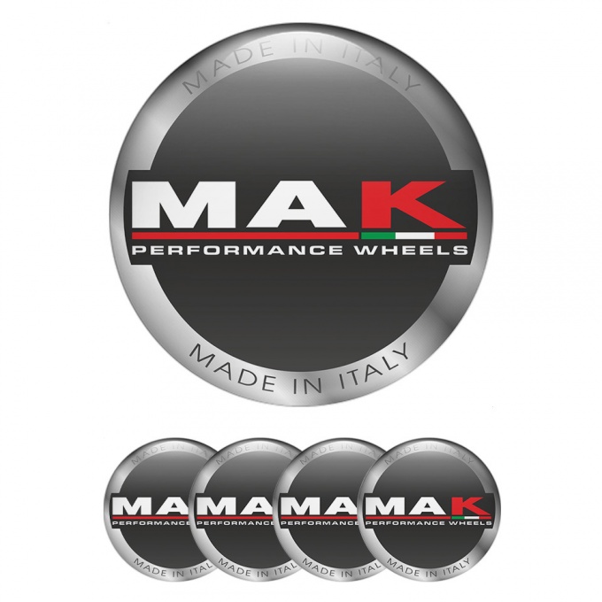 MAK Wheel Emblem for Center Caps Black Base Silver Ring Edition