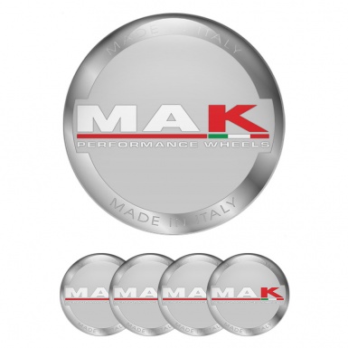 MAK Center Wheel Caps Stickers Grey Background Silver Ring Edition