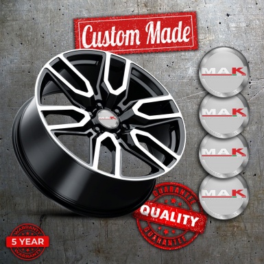 MAK Center Wheel Caps Stickers Grey Background Silver Ring Edition